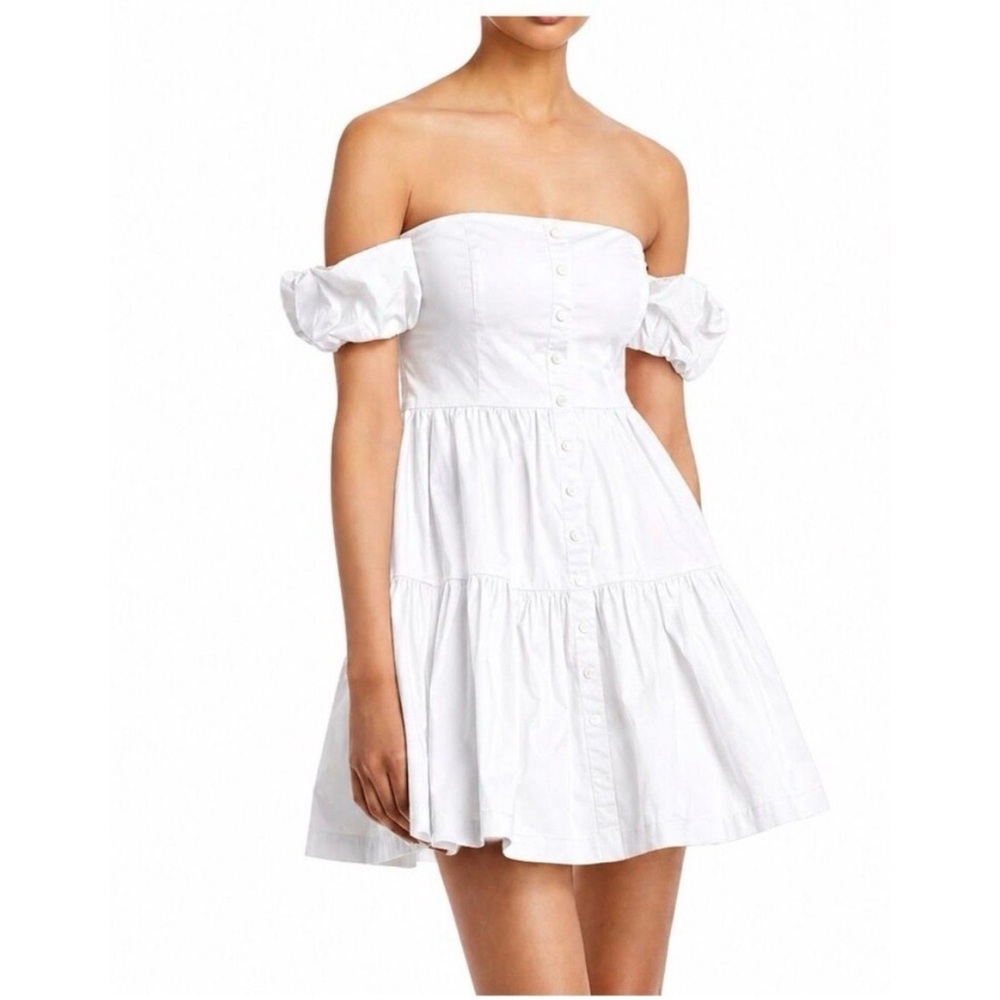 NWT STAUD Mini Elio White Dress Size 10